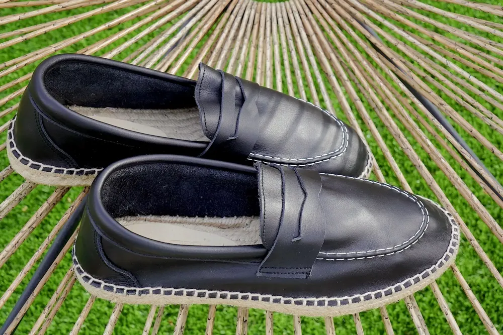 Shoes - Black Leather espadrille loafers – Handmade in Spain - ATELIER COSTÀ