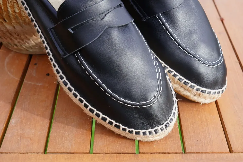 Shoes - Black Leather espadrille loafers – Handmade in Spain - ATELIER COSTÀ