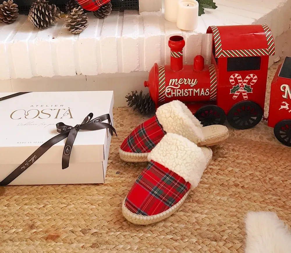 Homewear - Pantoufles tartan faites main pure laine – Édition Noël - ATELIER COSTÀ