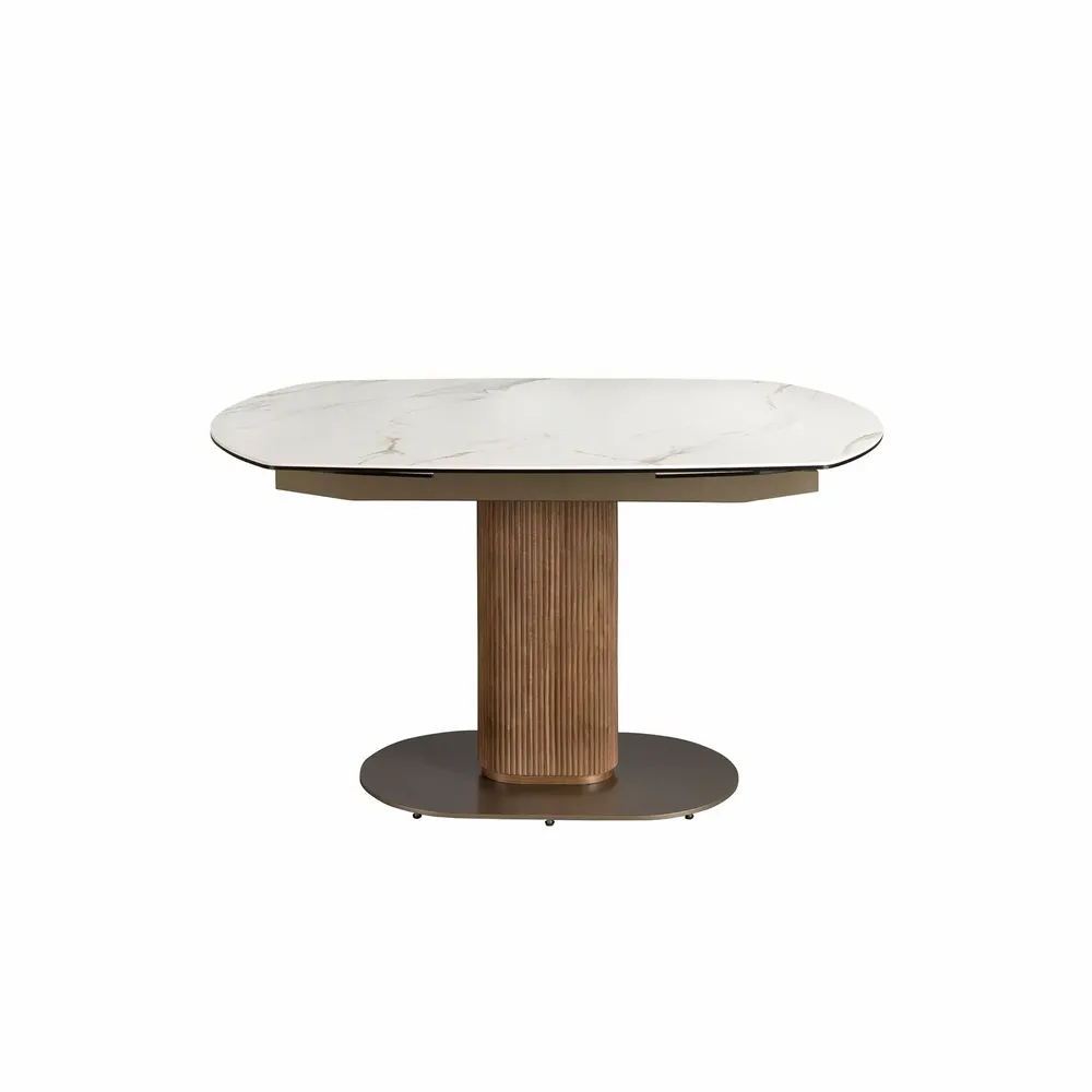 Tables Salle à Manger - Table de salle à manger ovale à rallonge en marbre de porcelaine - ANGEL CERDÁ