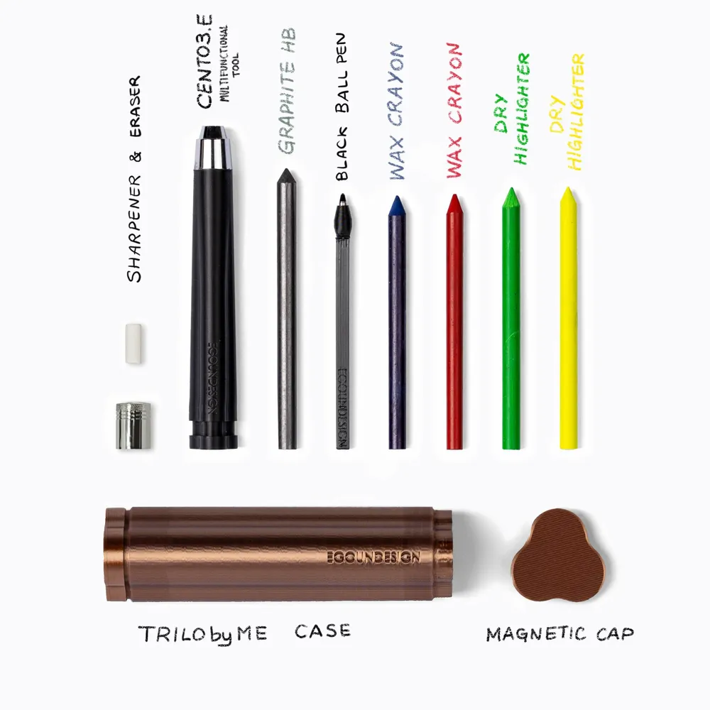 Stationery - Portable creative case TRILObyME with refills (Gold, Incense, Myrhh) - EGOUNDESIGN