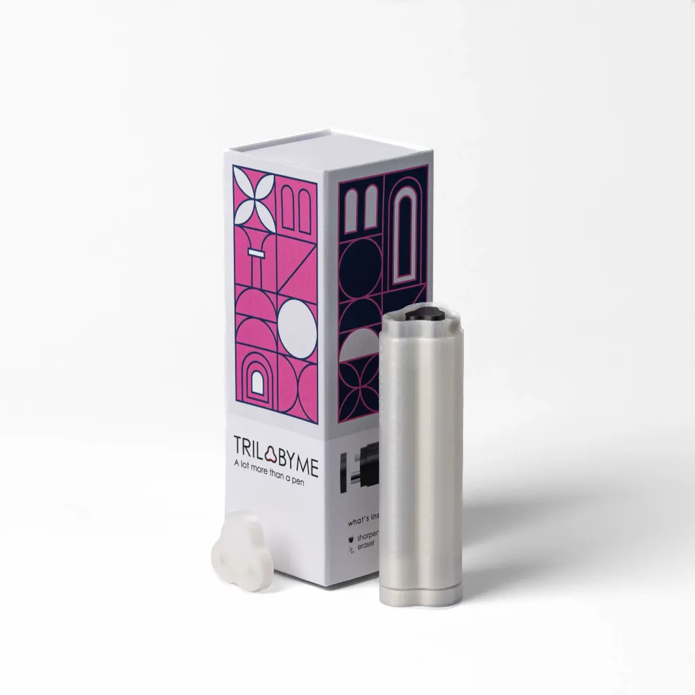 Stationery - Portable creative case TRILObyME with refills (Blue, Pink, White) - EGOUNDESIGN