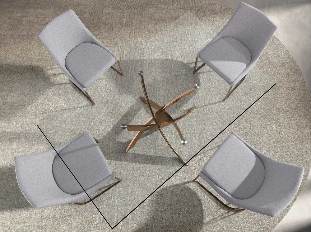 Dining Tables - Rectangular dining table in tempered glass and pink steel - ANGEL CERDÁ