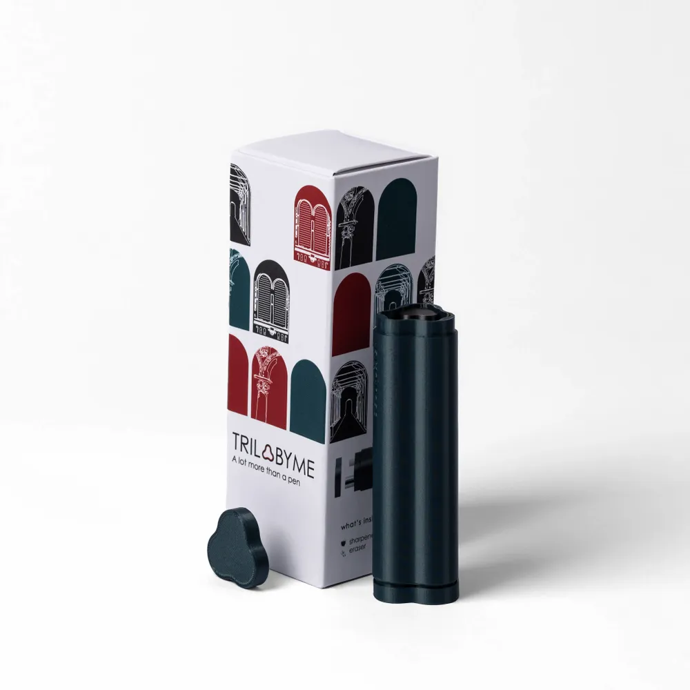 Papeterie bureau - Étui créatif portable TRILObyME avec recharges (Noir, Bordeaux, Vert) - EGOUNDESIGN