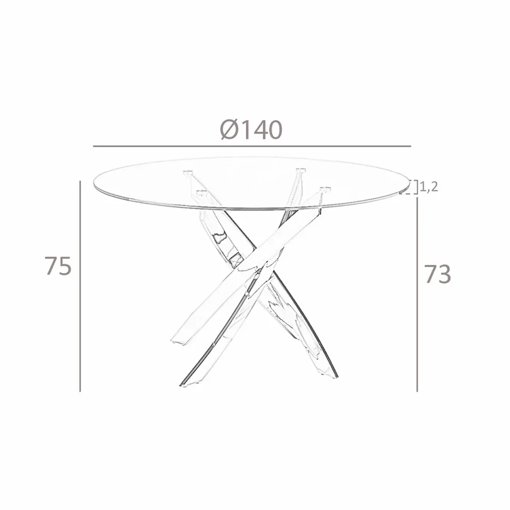 Dining Tables - Round dining table tempered glass and pink steel - ANGEL CERDÁ
