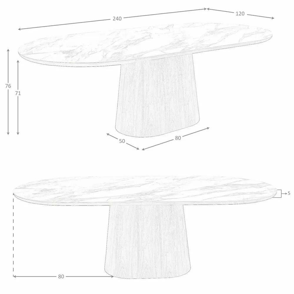 Dining Tables - Porcelain marble and walnut half round oval dining table - ANGEL CERDÁ