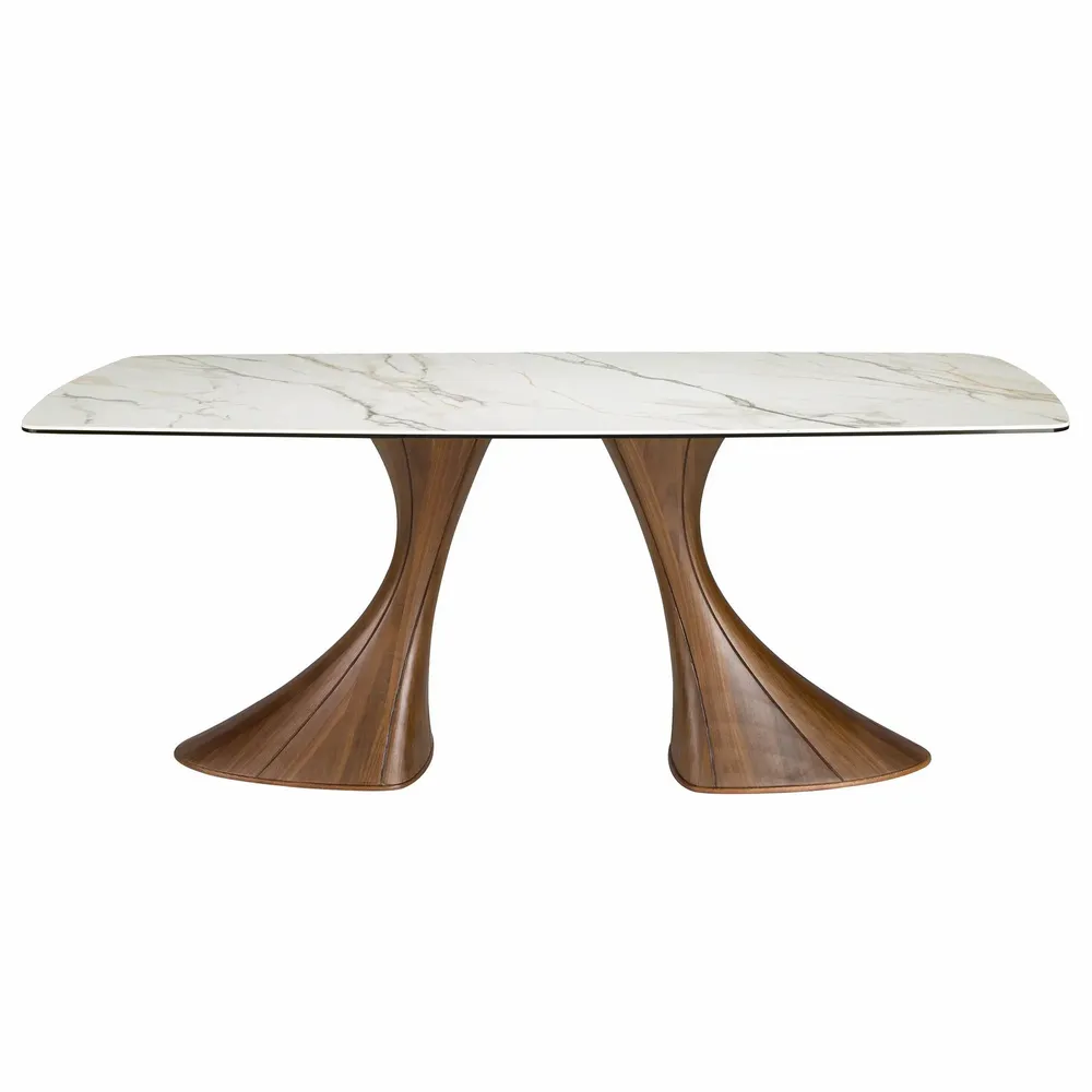 Tables Salle à Manger - Table de salle à manger ovale en forme de tonneau, marbre en porcelain - ANGEL CERDÁ