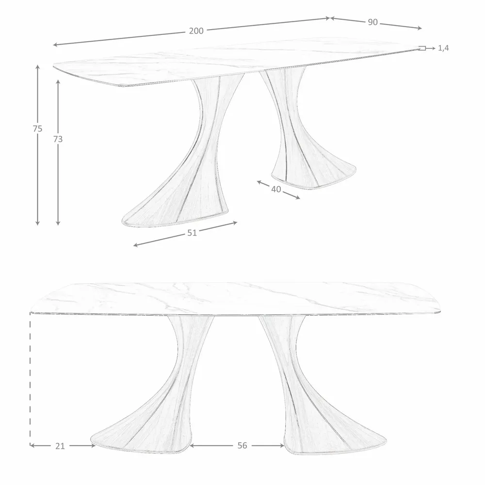Tables Salle à Manger - Table de salle à manger ovale en forme de tonneau, marbre en porcelain - ANGEL CERDÁ