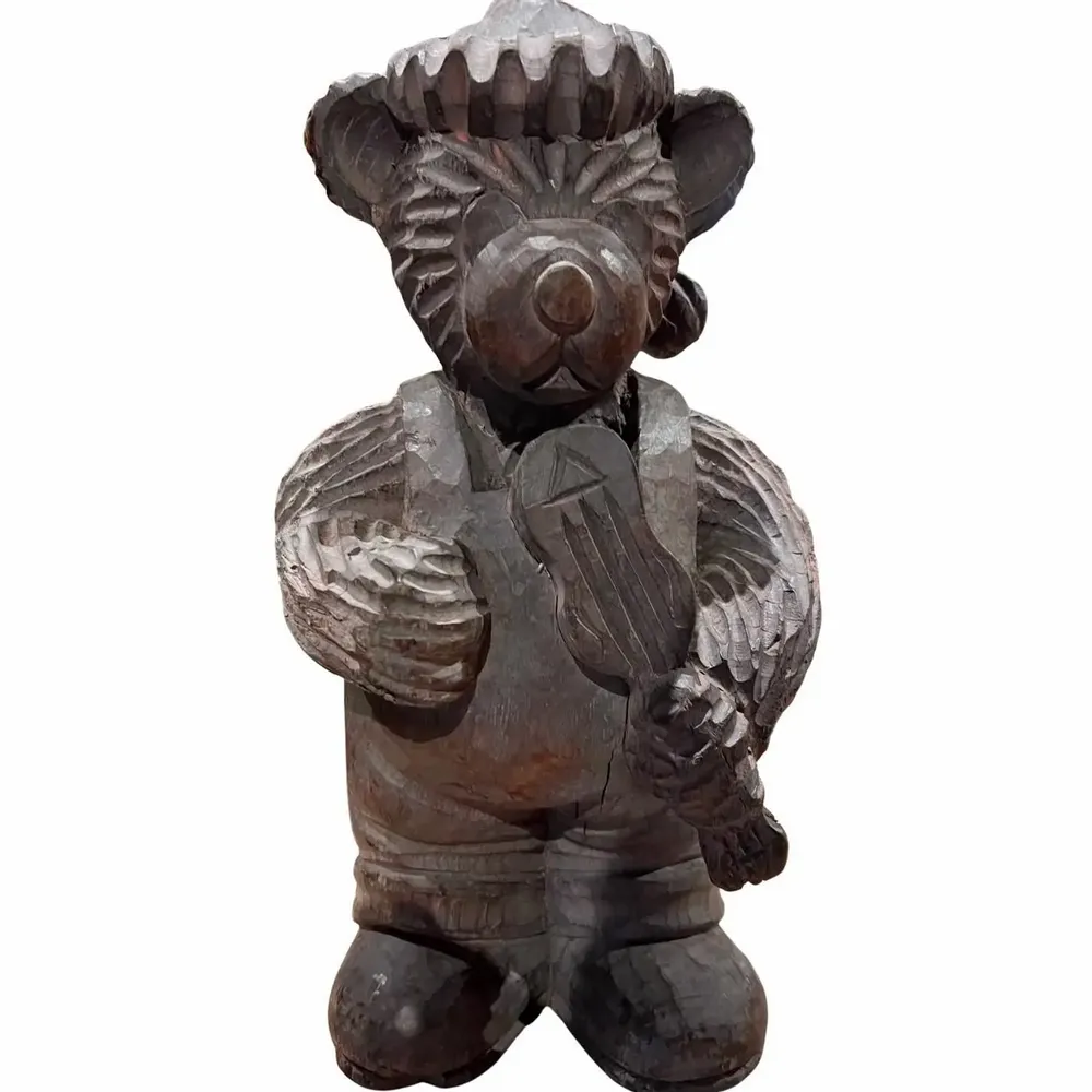 Unique pieces - Mountain decoration sculpture antique wooden bear - AMBIANCE ALTITUDE