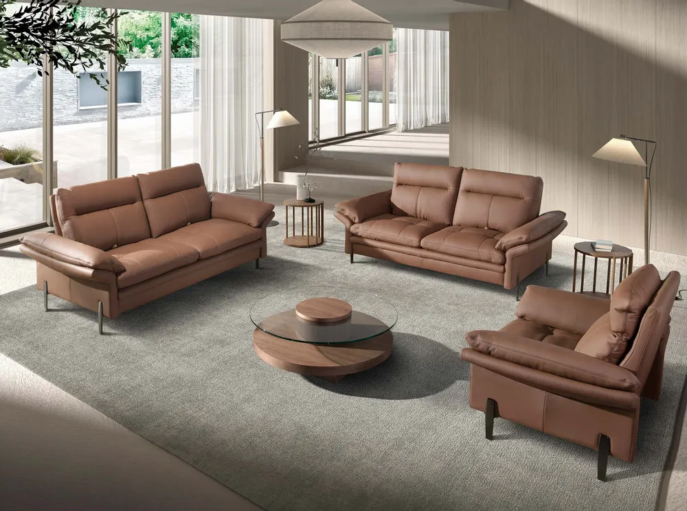 Sofas - Brown leather 2-seater sofa - ANGEL CERDÁ