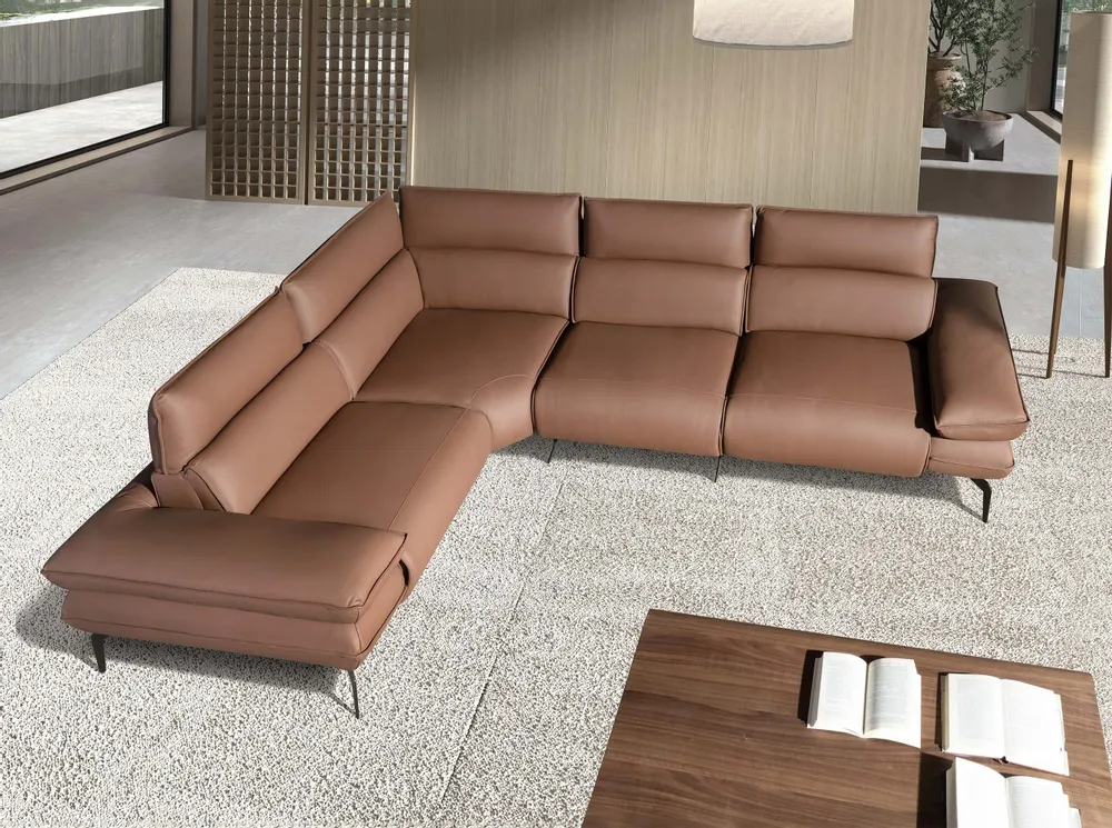 Sofas - Brown leather modular relax corner sofa - ANGEL CERDÁ