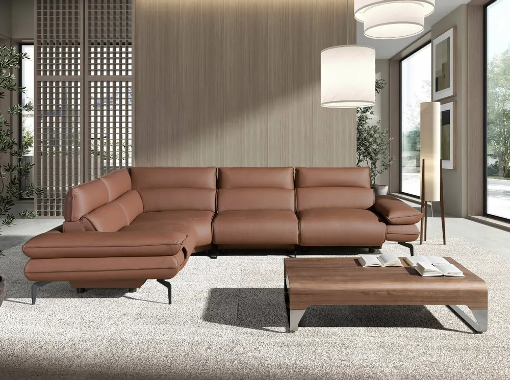 Sofas - Brown leather modular relax corner sofa - ANGEL CERDÁ