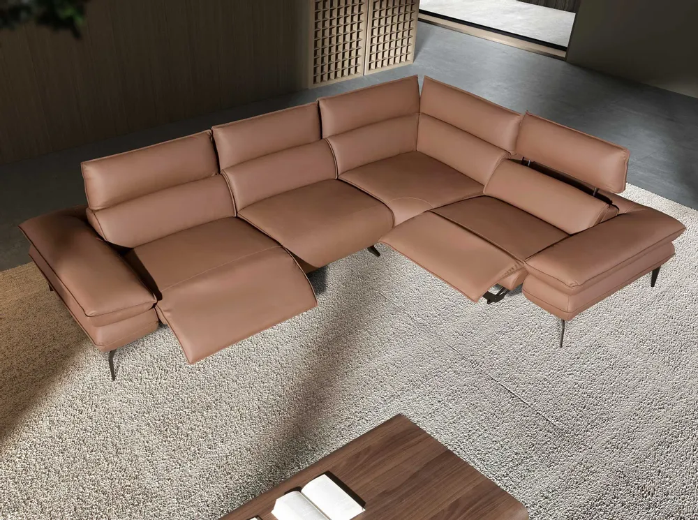 Sofas - Brown leather modular relax corner sofa - ANGEL CERDÁ