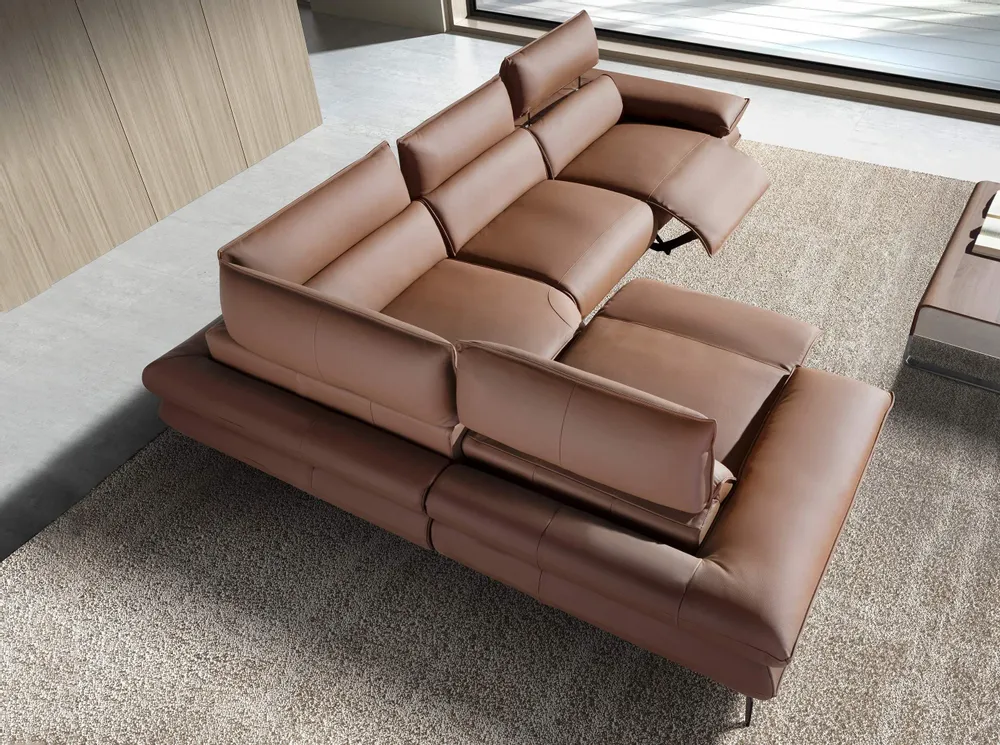 Sofas - Brown leather modular relax corner sofa - ANGEL CERDÁ