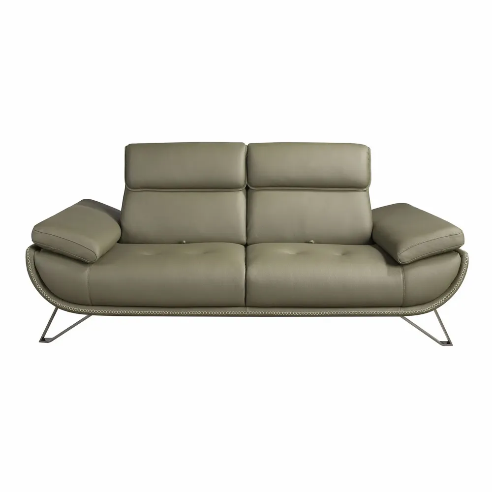 Sofas - Olive green leather 2-seater sofa - ANGEL CERDÁ