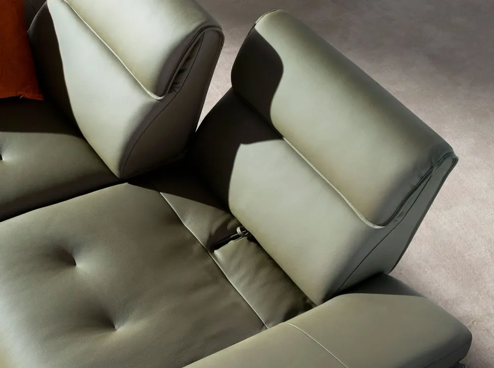 Sofas - Olive green leather 2-seater sofa - ANGEL CERDÁ