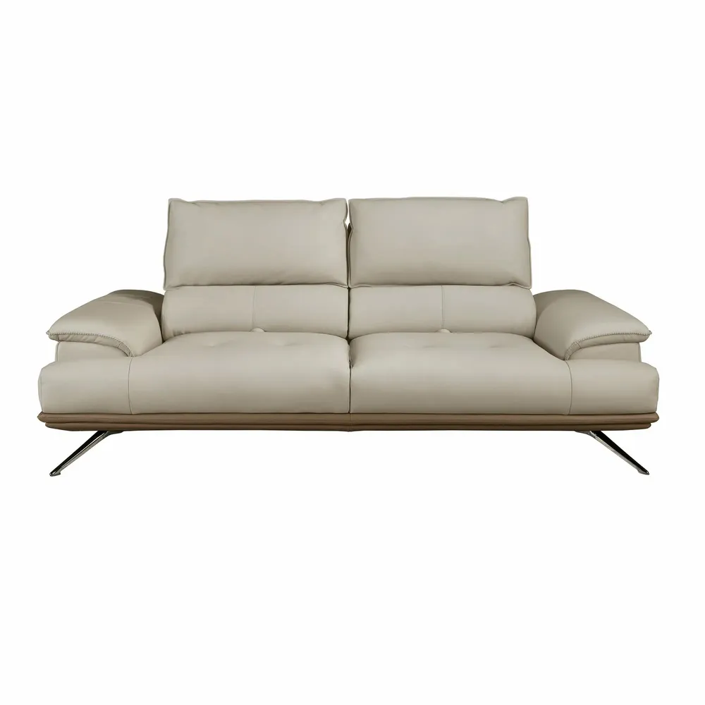 Sofas - Grey taupe leather 3-seater sofa - ANGEL CERDÁ