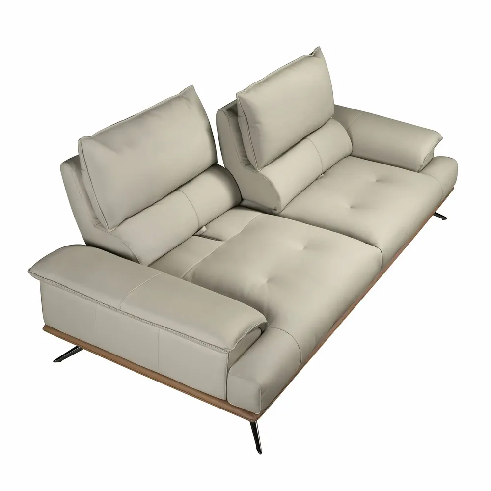Sofas - Grey taupe leather 3-seater sofa - ANGEL CERDÁ