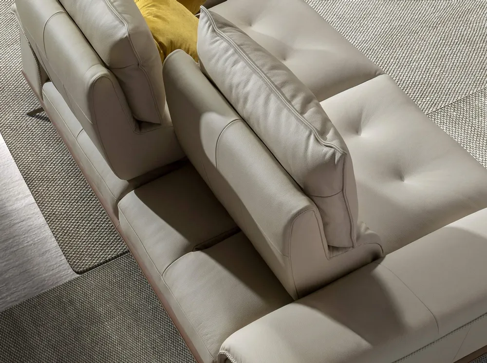 Sofas - Grey taupe leather 3-seater sofa - ANGEL CERDÁ