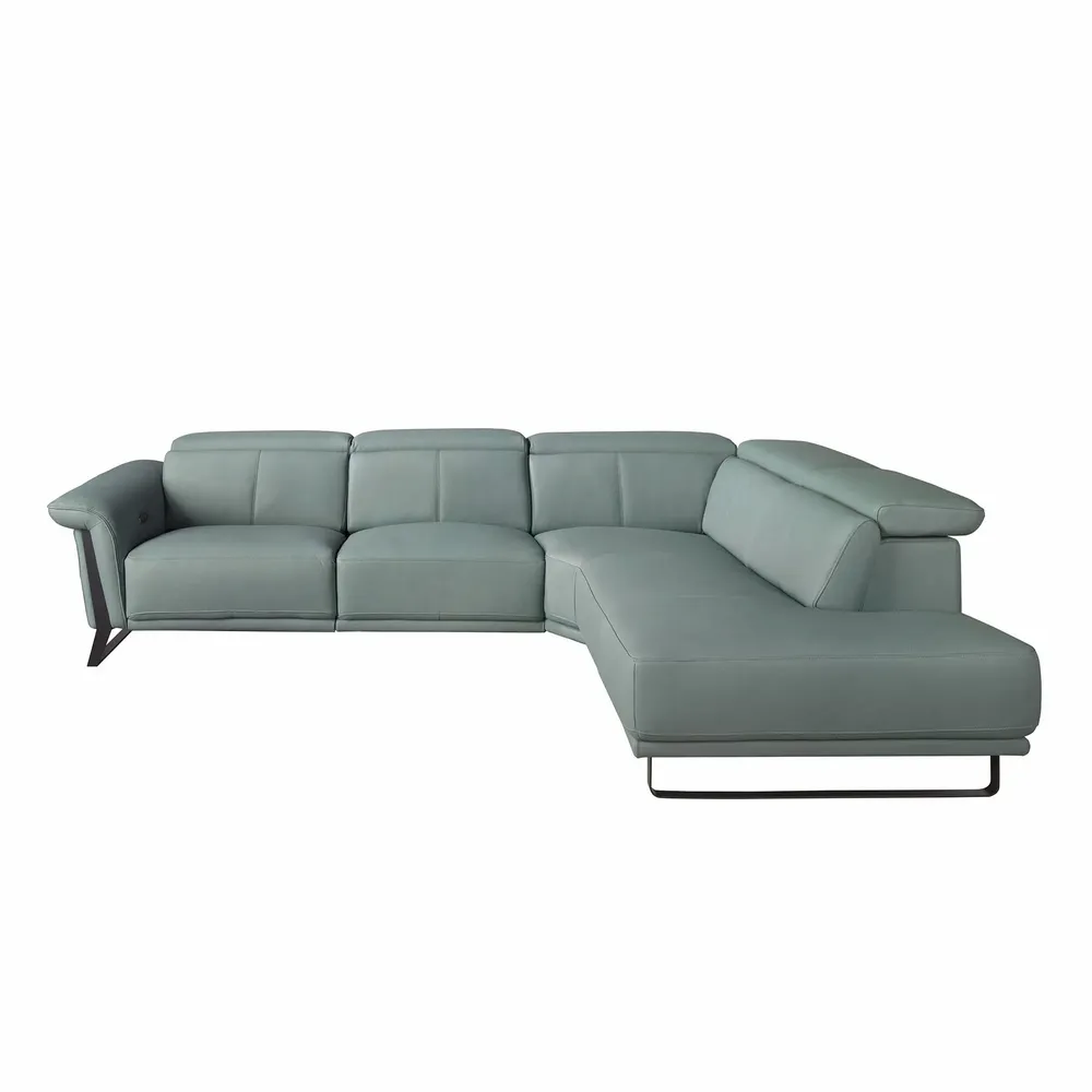 Canapés - Canapé d'angle relax droite en cuir vert turquoise - ANGEL CERDÁ