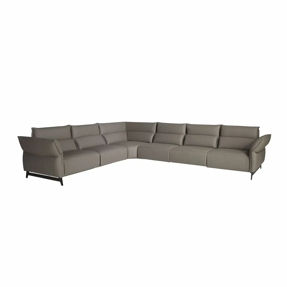 Canapés - Canapé d'angle modulable relax en cuir gris foncé - ANGEL CERDÁ