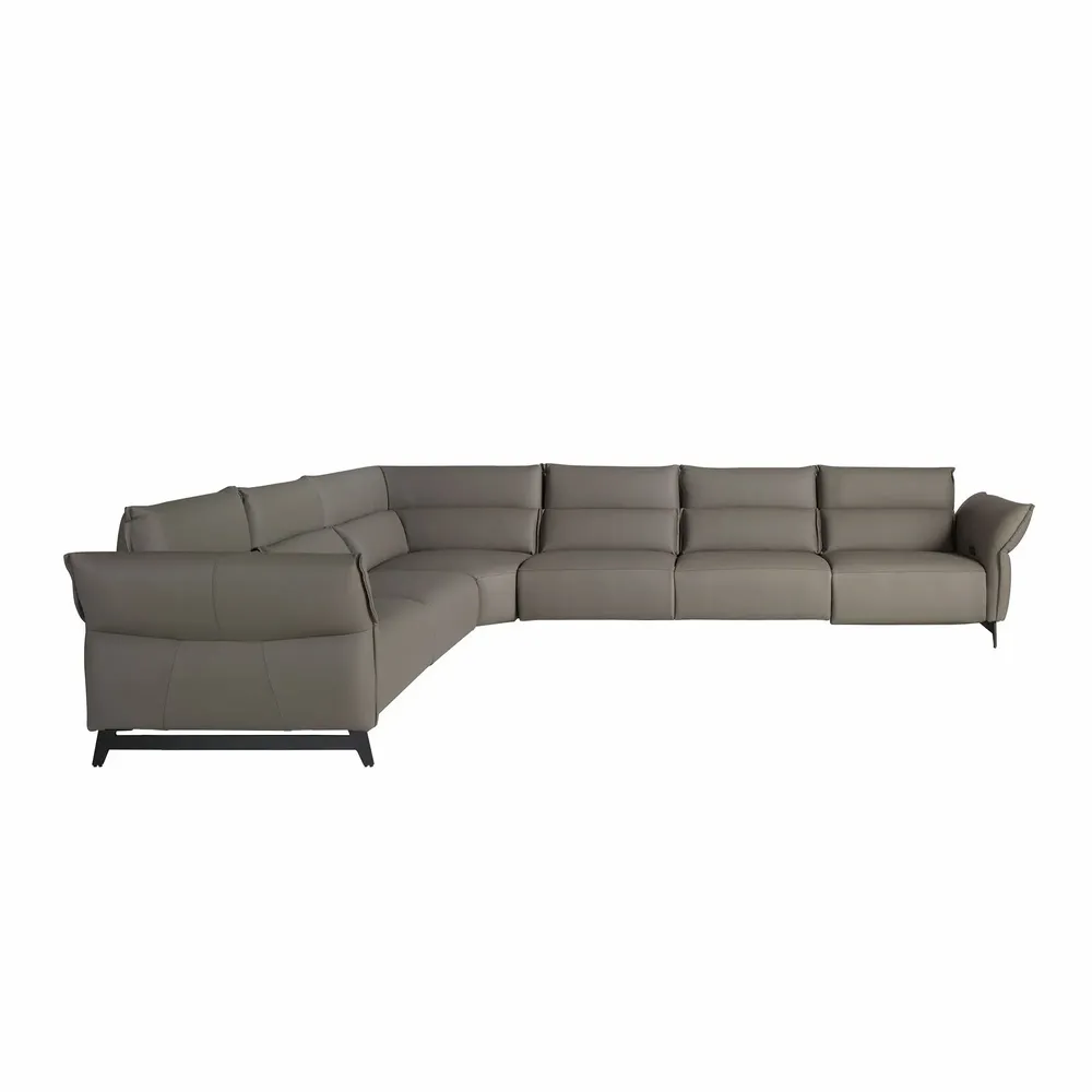 Canapés - Canapé d'angle modulable relax en cuir gris foncé - ANGEL CERDÁ