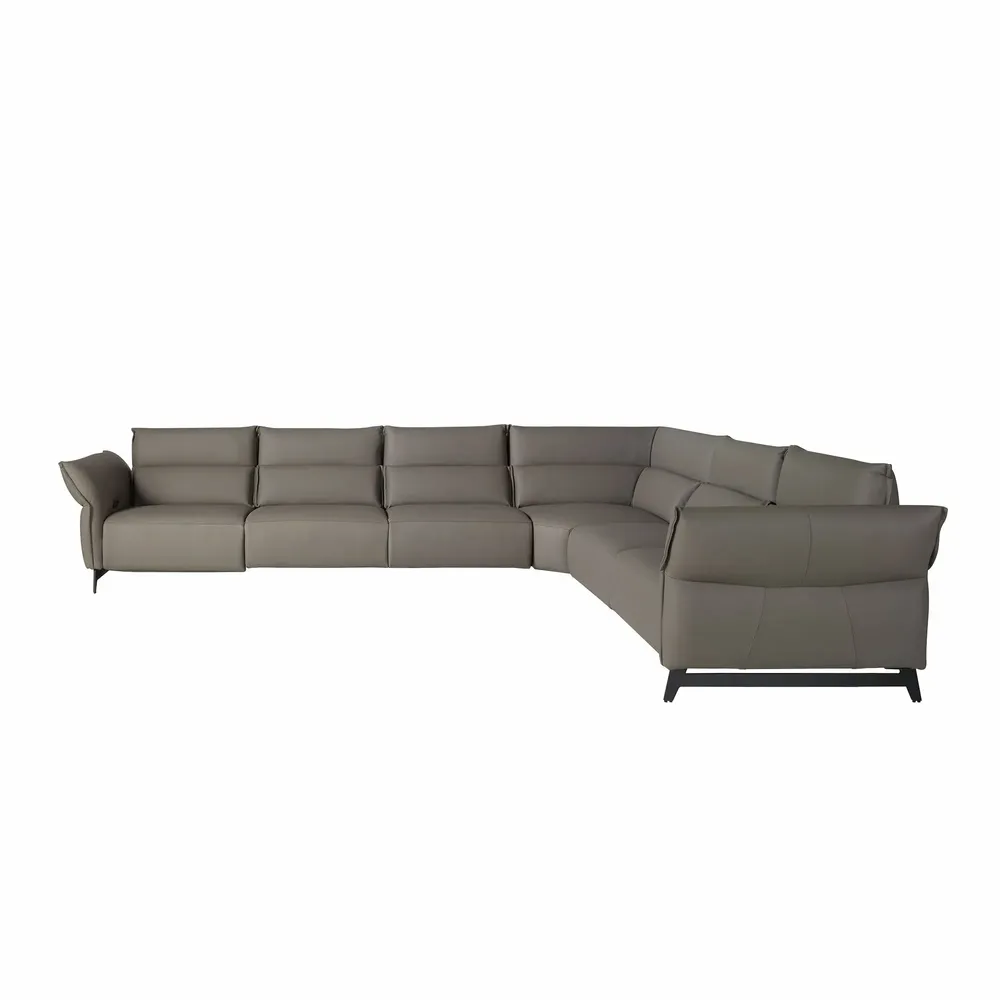 Canapés - Canapé d'angle modulable relax en cuir gris foncé - ANGEL CERDÁ