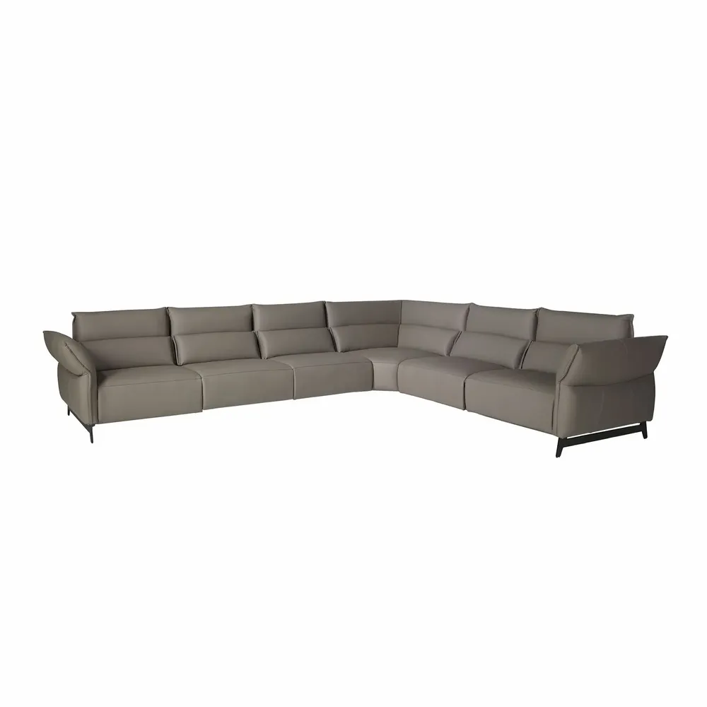 Canapés - Canapé d'angle modulable relax en cuir gris foncé - ANGEL CERDÁ