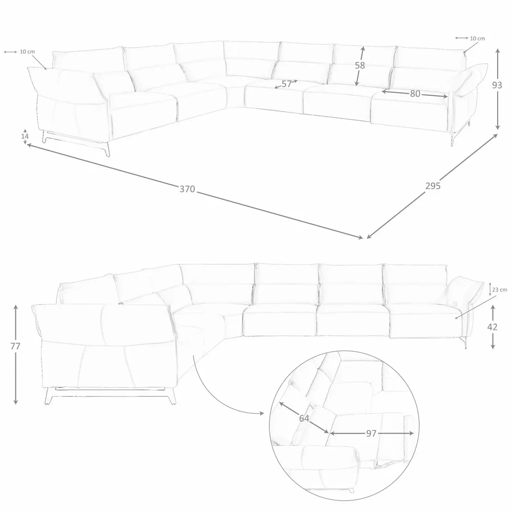 Canapés - Canapé d'angle modulable relax en cuir gris foncé - ANGEL CERDÁ