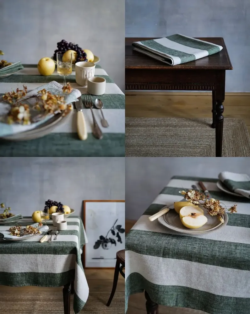 Nappes - Linge de table en lin rayé fait main par LinenMe - LINENME