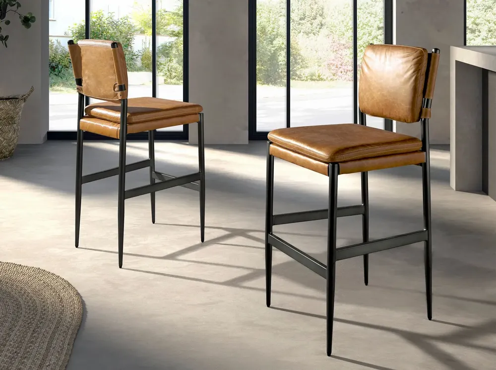 Tabourets - Tabouret en cuir marron - ANGEL CERDÁ