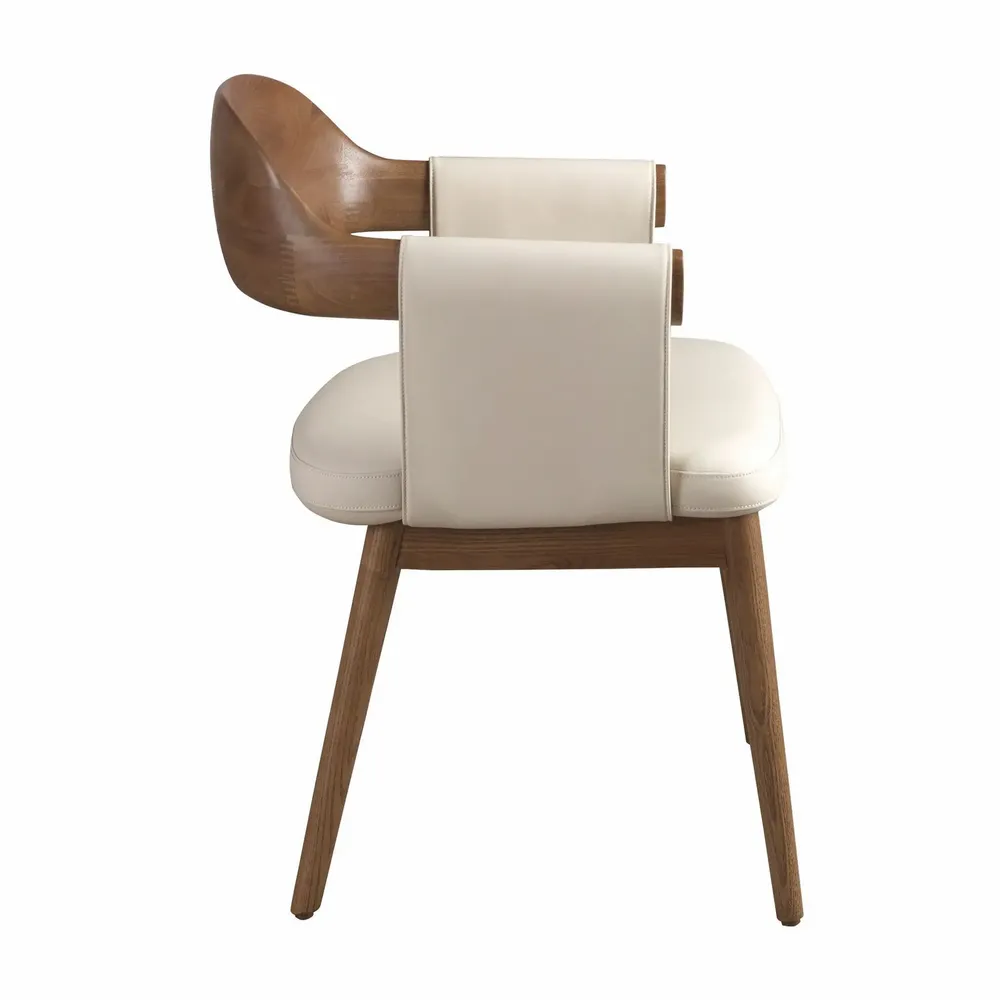Chairs - Walnut and cream leatherette chair - ANGEL CERDÁ