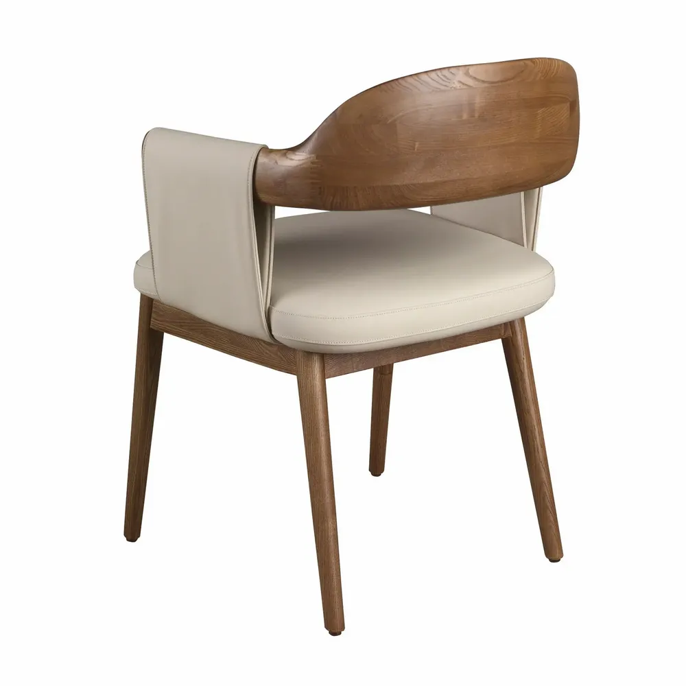 Chairs - Walnut and cream leatherette chair - ANGEL CERDÁ