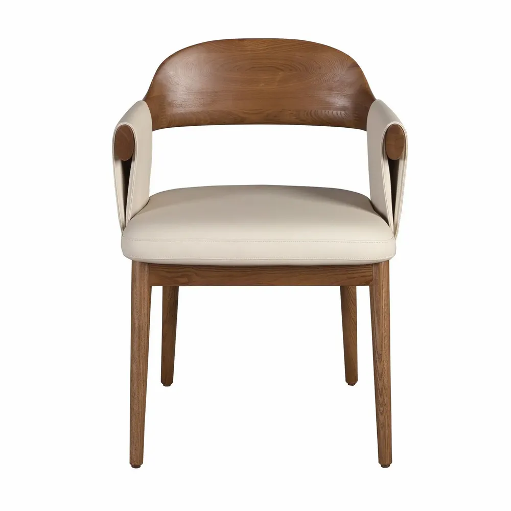 Chairs - Walnut and cream leatherette chair - ANGEL CERDÁ