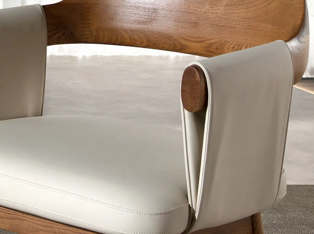 Chairs - Walnut and cream leatherette chair - ANGEL CERDÁ