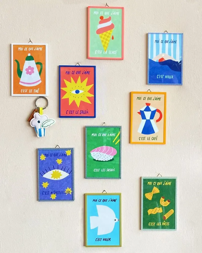 Autres décorations murales - Illustrations encadrées "Moi ce que j'aime" - MOI CE QUE J'AIME