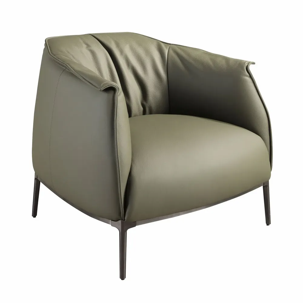 Armchairs - Olive green leather armchair - ANGEL CERDÁ