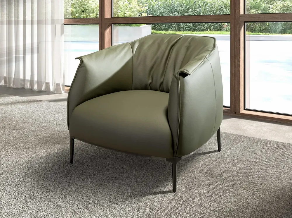 Armchairs - Olive green leather armchair - ANGEL CERDÁ