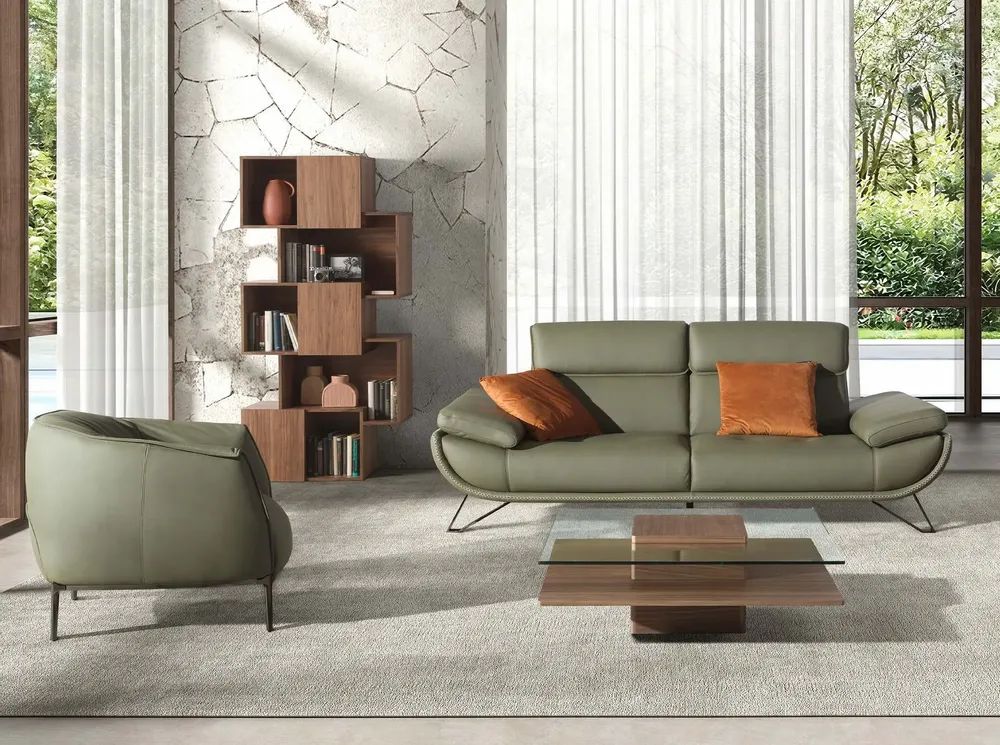 Armchairs - Olive green leather armchair - ANGEL CERDÁ