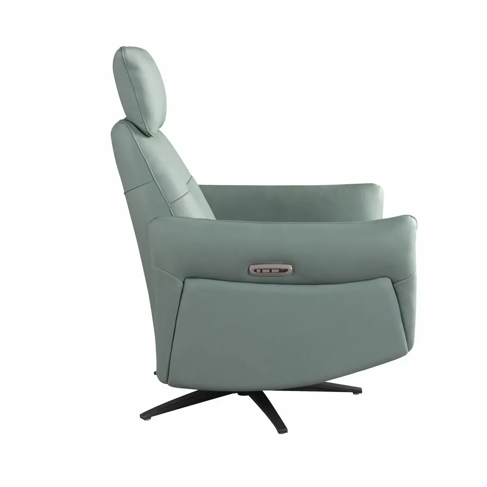 Armchairs - Turquoise green leather swivel relax armchair - ANGEL CERDÁ
