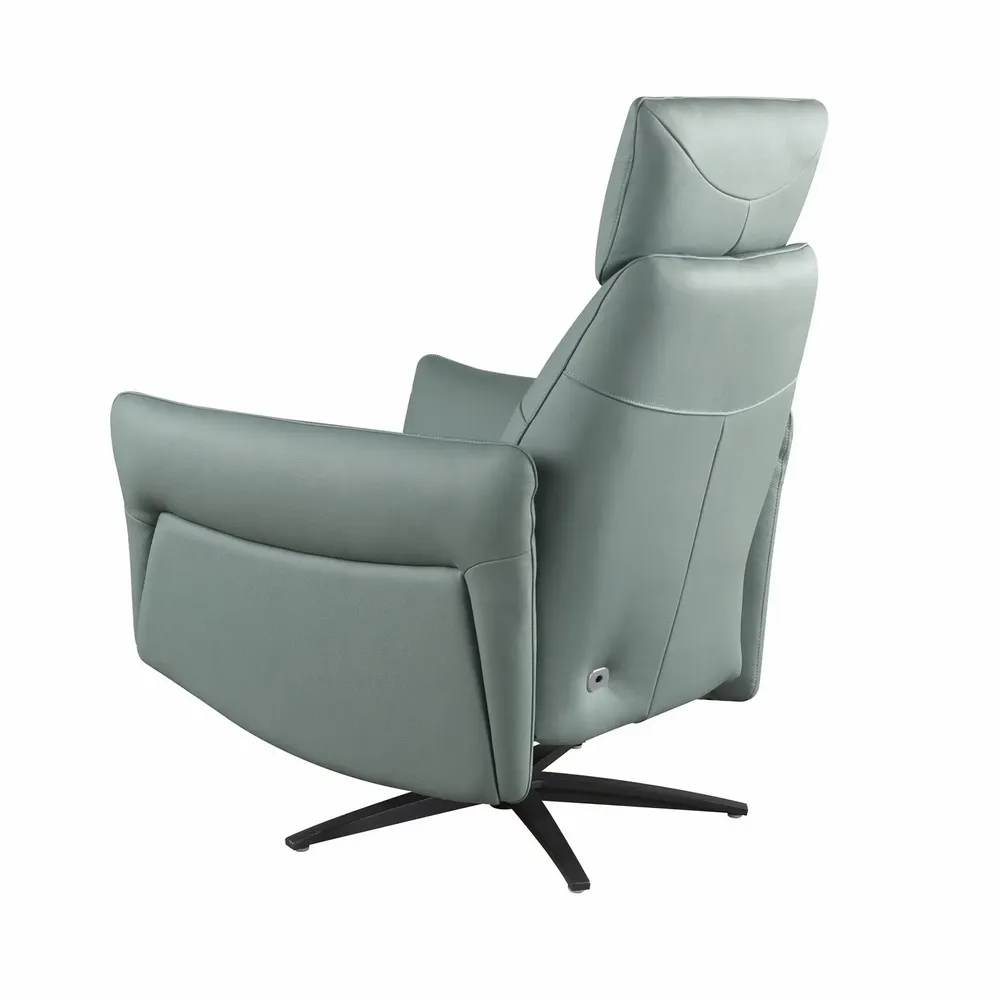 Armchairs - Turquoise green leather swivel relax armchair - ANGEL CERDÁ