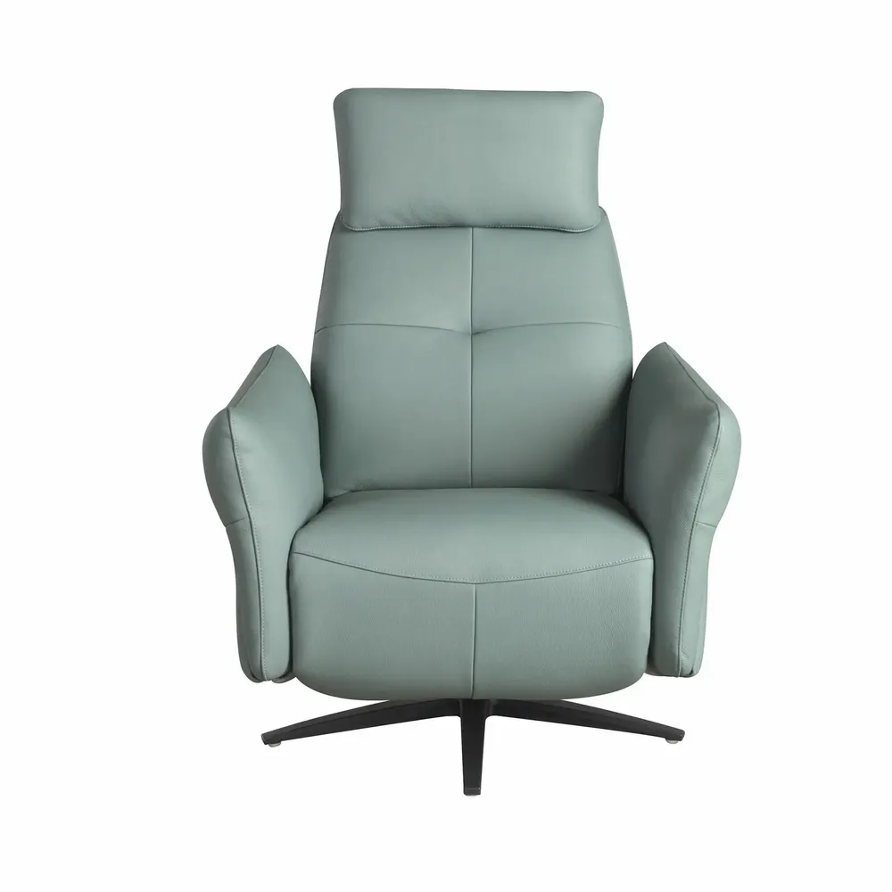 Armchairs - Turquoise green leather swivel relax armchair - ANGEL CERDÁ
