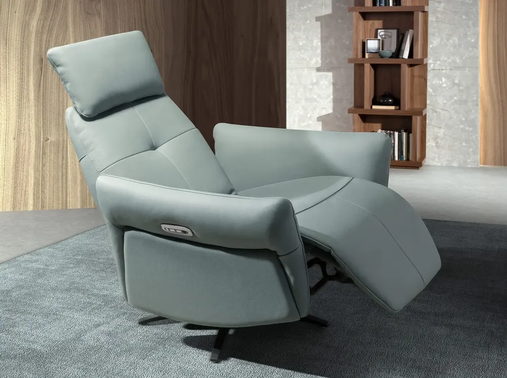 Armchairs - Turquoise green leather swivel relax armchair - ANGEL CERDÁ