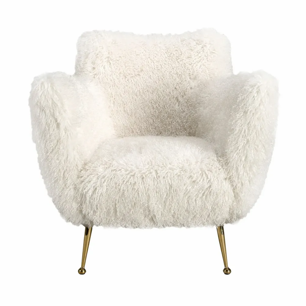 Armchairs - White long pile fabric armchair - ANGEL CERDÁ