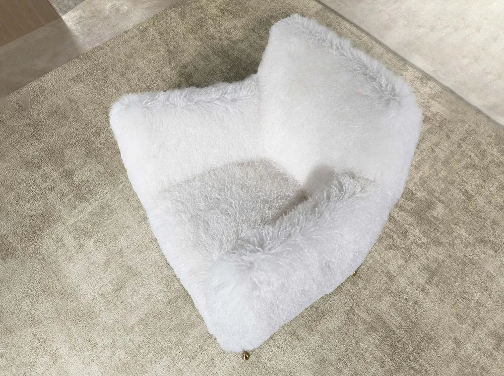 Armchairs - White long pile fabric armchair - ANGEL CERDÁ