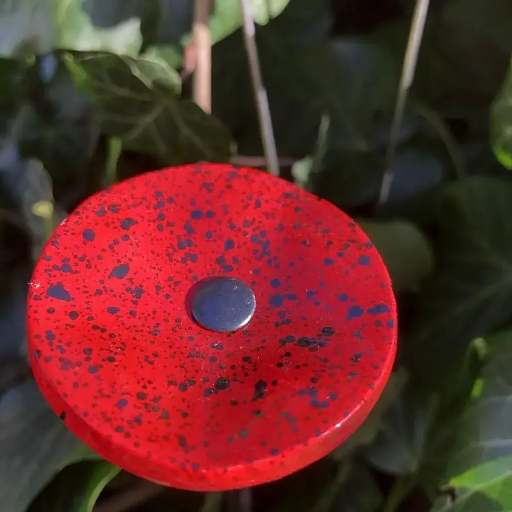 Floral decoration - Small Glass Flower For Outside In Red-Black - CARNEOL GLASS