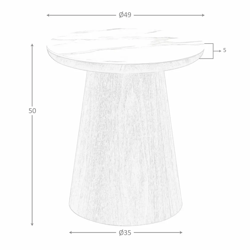 Coffee tables - Porcelain marble and walnut round corner table - ANGEL CERDÁ