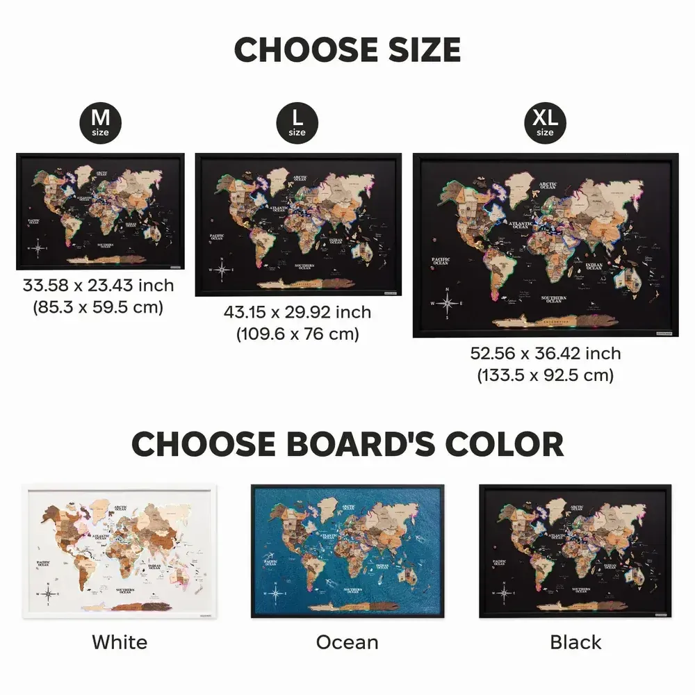 Design objects - Wooden LED World Map on Board - ENJOYTHEWOOD