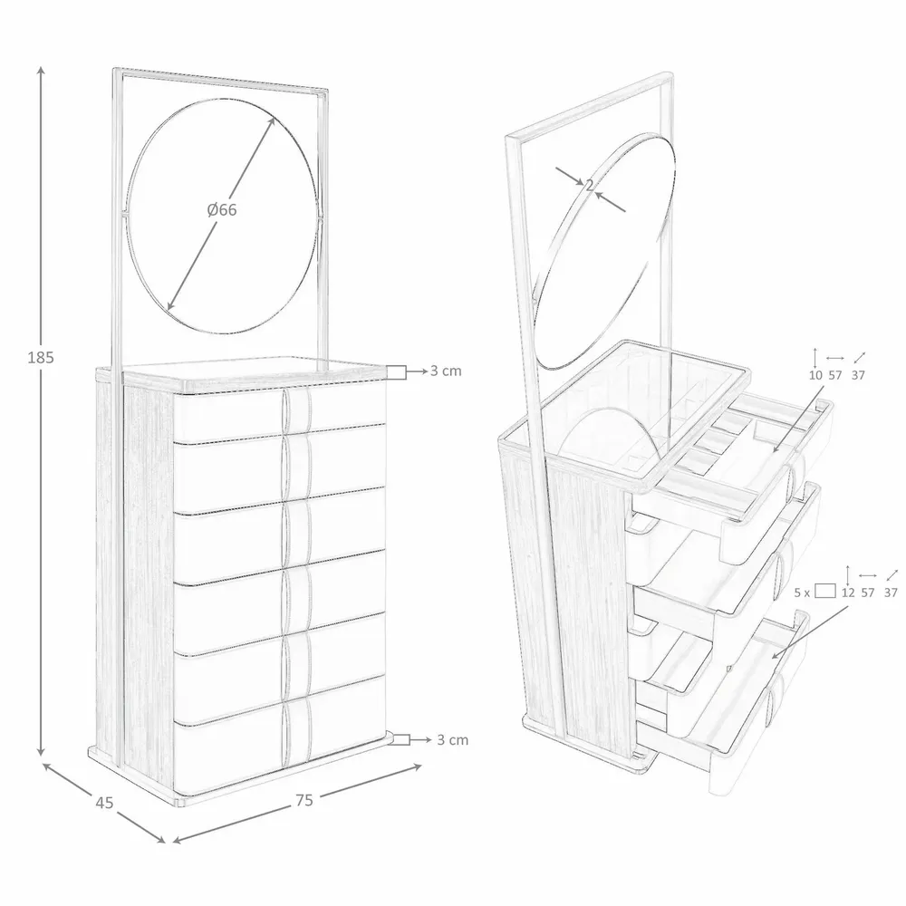 Chests of drawers - Chiffonier leather, walnut, grey steel and brown smoked glass top with - ANGEL CERDÁ