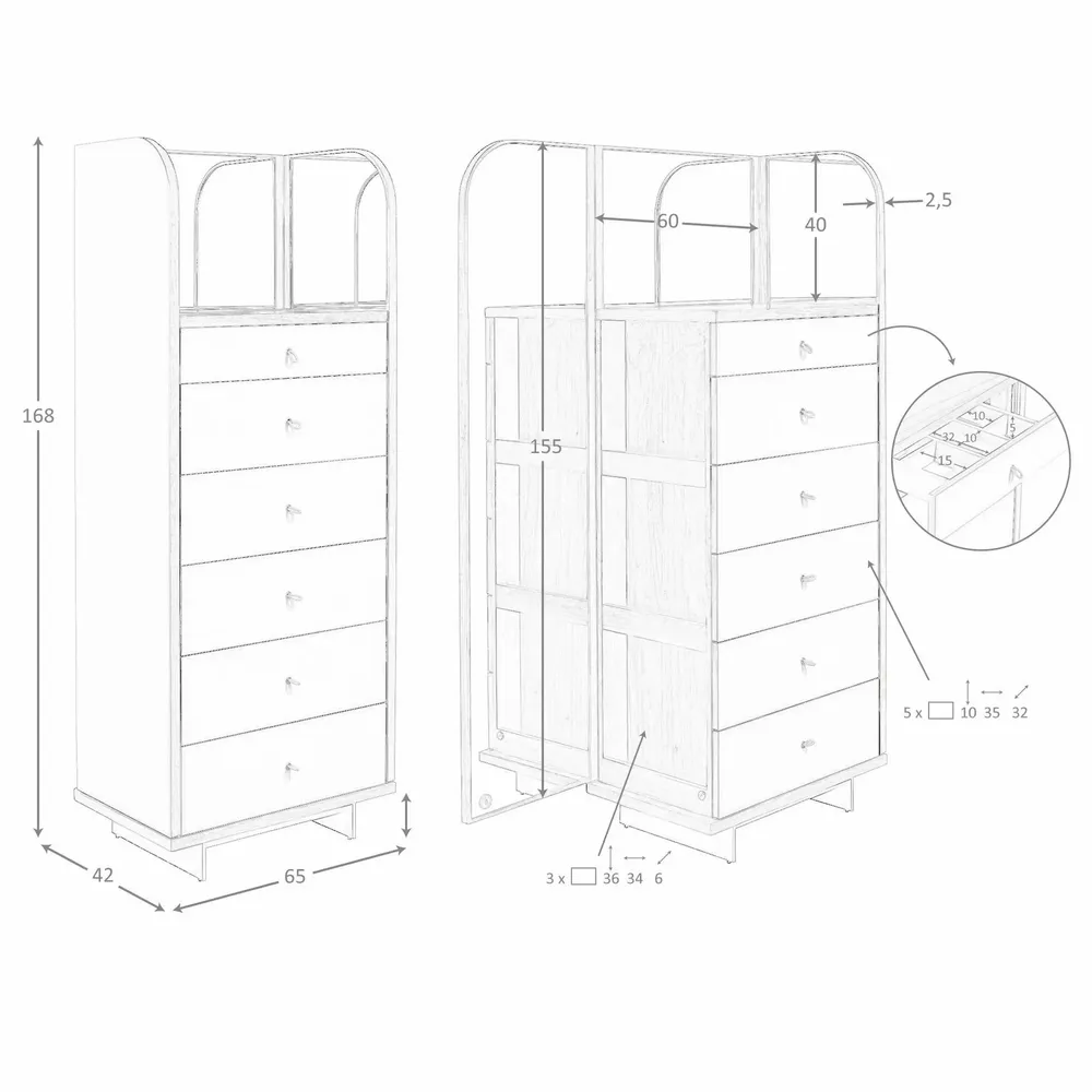 Chests of drawers - Chifonier leather, walnut and polished steel with mirror - ANGEL CERDÁ